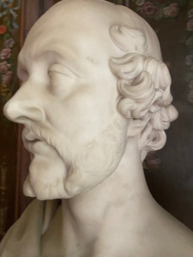 Bust of statesman in white marble - dated 1852 - signed Christopher Moore. - 