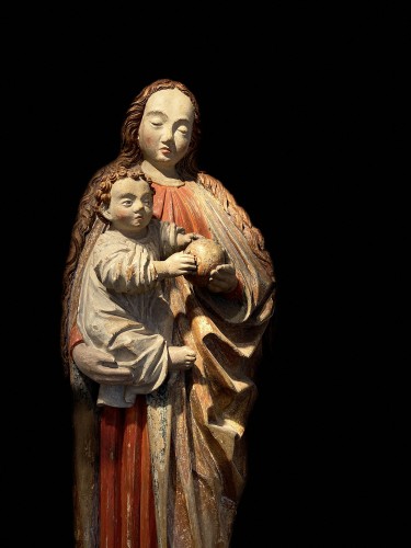 Vierge à l'enfant - Rhénanie-Westphalie - ca. 1480 - Sculpture Style Moyen Âge