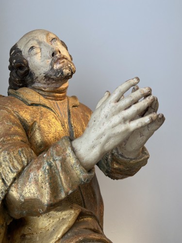 Sculpture  - A Baroque sculpture of a kneeling &quot;Saint John&quot; - Southern Europe (Spain?)
