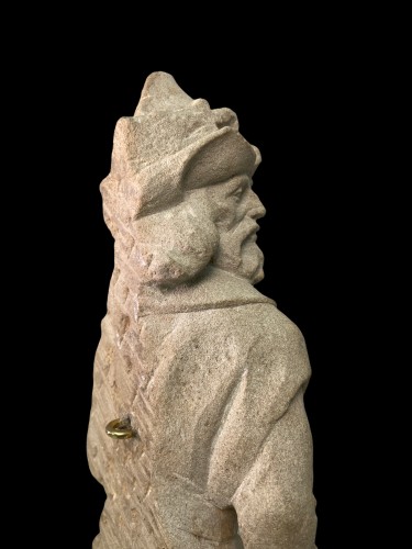 Antiquités - Fragment en pierre avec restes de polychromie - Flandres XVe Siècle (ca. 1480)