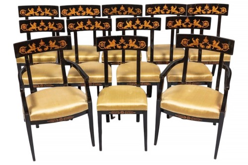 A set of ten Biedermeier chairs and two armchairs, circa 1825/30