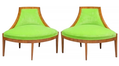 Paire de bergères d'angle d'époque Biedermeier vers 1820