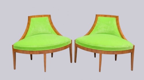 Paire de bergères d'angle d'époque Biedermeier vers 1820 - Sièges Style Restauration - Charles X