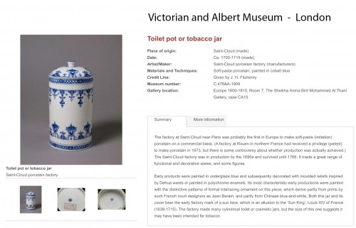 XVIIIe siècle - Grand pot à tabac en porcelaine tendre de Saint-Cloud, vers 1700-1710
