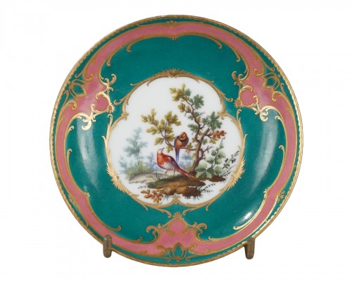 Sèvres soft-paste porcelain saucer, dated 1760