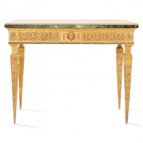 Mobilier Console - Console en bois doré et marbre, Toscane fin 18e siècle