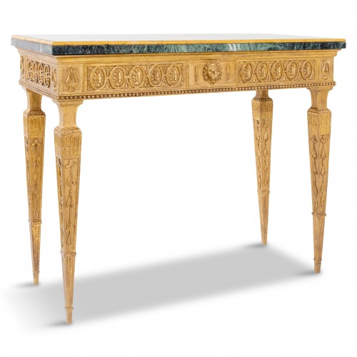 18th century - Gold-patinated and marble Console, Tuscany Late 18th Century