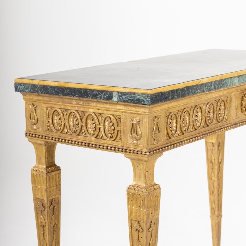 Antiquités - Gold-patinated and marble Console, Tuscany Late 18th Century