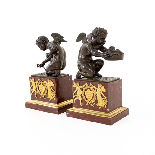 Sculpture  - Étienne Blavet (1751-1827) Bronze Putti &#039;Deux Amours&#039;, France c. 1810