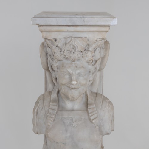 XIXe siècle - Pilastre de cheminée en forme de satyre , Italie 19e siècle