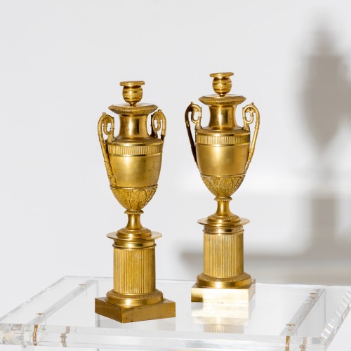 Objet de décoration Cassolettes, coupe et vase - Paire de vases Empire formant bougeoirs