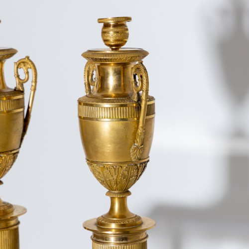XIXe siècle - Paire de vases Empire formant bougeoirs