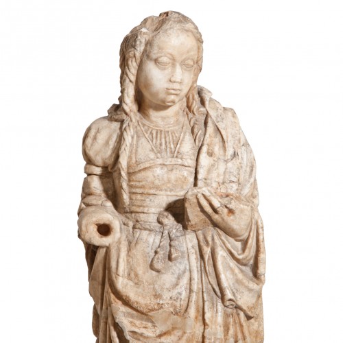 Madone en albâtre, Nord de la France 16e siècle - Sculpture Style 