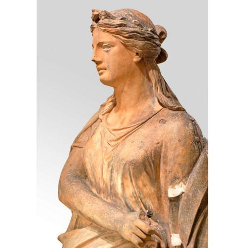 Sculpture Sculpture en Terre cuite - Terpsichore, Statue en terre cuite - Autriche 2e moitié du XIXe siècle