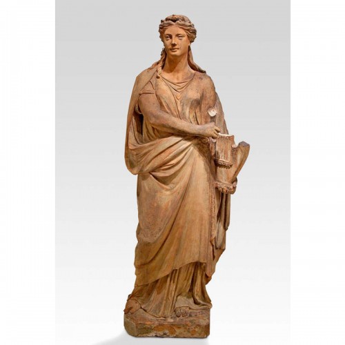 XIXe siècle - Terpsichore, Statue en terre cuite - Autriche 2e moitié du XIXe siècle