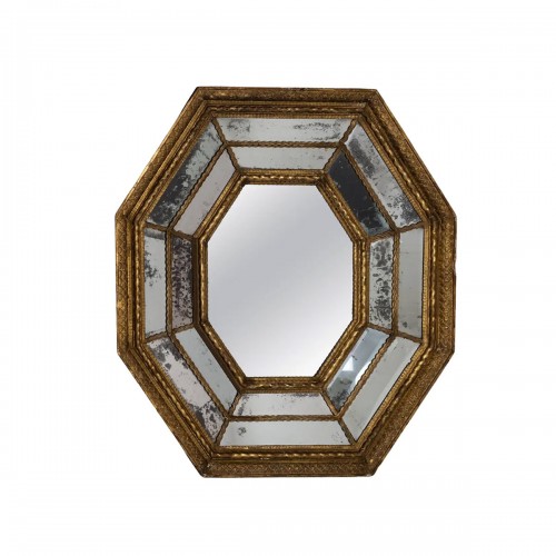 Miroir octogonal doré et à facettes, Espagne XVIIe siècle