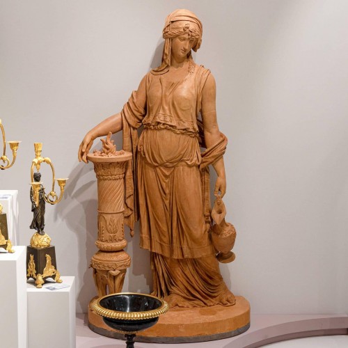 Sculpture Sculpture en Terre cuite - Vierge vestale avec flamme éternelle, 1ère moitié du 19e siècle