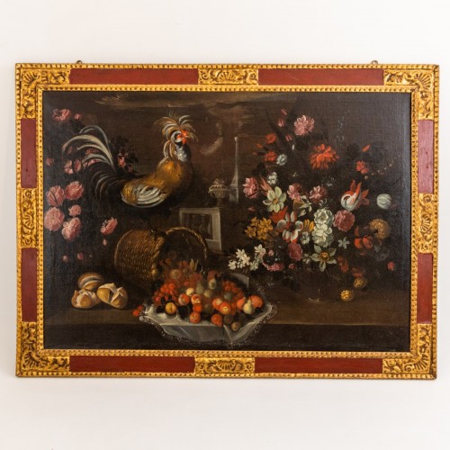 Paire de Nature morte en pendant, Espagne 17e siècle - Tableaux et dessins Style Louis XIII