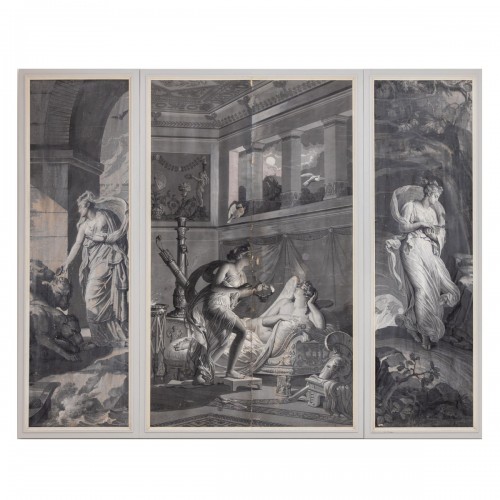 Papier peint en grisaille de la série "Psyché" par Merry-Joseph Blondel & Louis Lafit