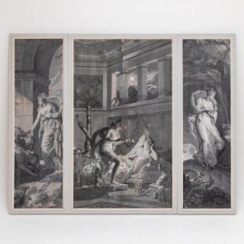 Grisaille wallpaper from the &quot;Psyche&quot; series by Merry-Joseph Blondel &amp; Louis Lafit - Decorative Objects Style 