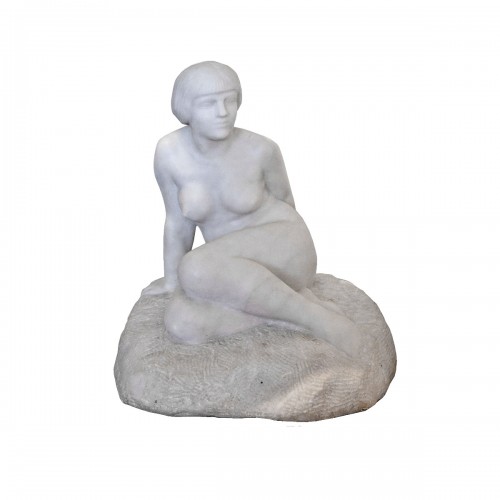 Sculpture Art Déco d'une femme assise, sig. Chauvet, France années 1920