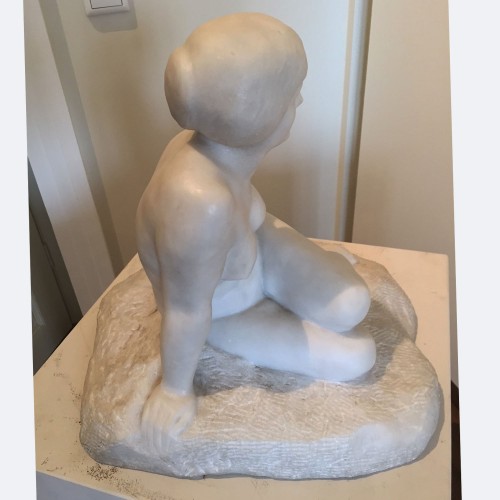 XXe siècle - Sculpture Art Déco d'une femme assise, sig. Chauvet, France années 1920