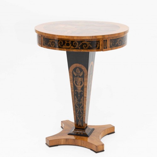 Empire Side Table with Black Ink Painting, Early 19th Century - 