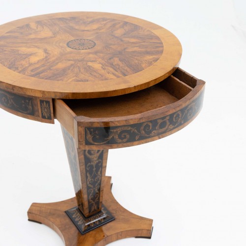 Empire - Empire Side Table with Black Ink Painting, Early 19th Century