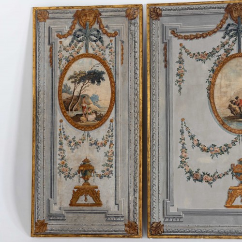 Paintings & Drawings  - Three-part painted Wall Panels, Italy or France, 2nd Half 19th Century
