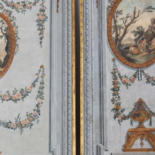 19th century - Three-part painted Wall Panels, Italy or France, 2nd Half 19th Century