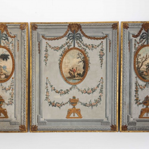 Antiquités - Three-part painted Wall Panels, Italy or France, 2nd Half 19th Century