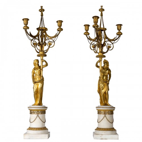 Pair of firegilt Louis Seize Girandoles, France circa 1785