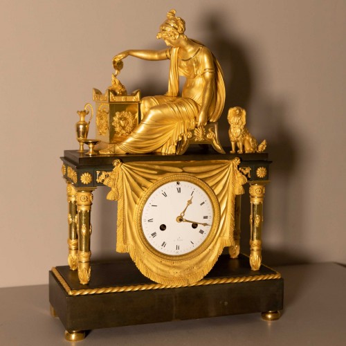 Horlogerie Pendule - Pendule de cheminée en bois doré, France / Paris vers 1830