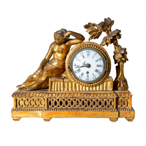 Louis Seize Mantel Clock in a Giltwood Case, End of 18th Century