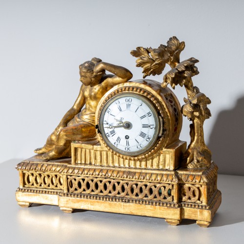 Louis Seize Mantel Clock in a Giltwood Case, End of 18th Century - 