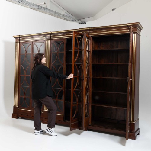 Large Library Cabinet with brass fluting, German, around 1800 - 