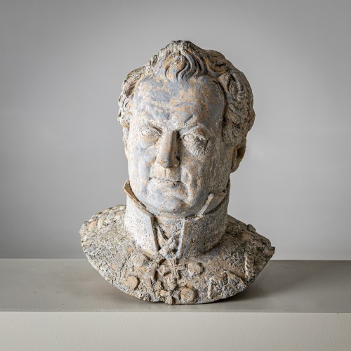 Bustes en terre cuite du comte de Gneisenau et de Blücher, sig. Louis Weiss, 1858 - 
