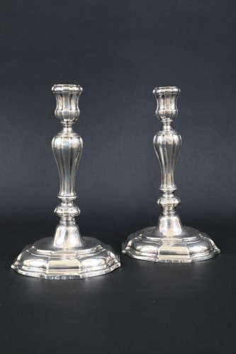 Antique Silver  - Pair of candlesticks in sterling silver, Philippe Joseph Van Der Daele 