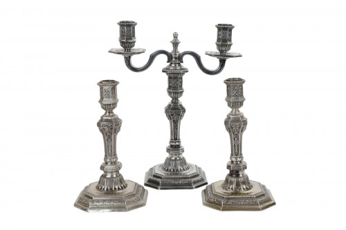 Pair of candlesticks and a Louis XIV style candelabra maison Christofle