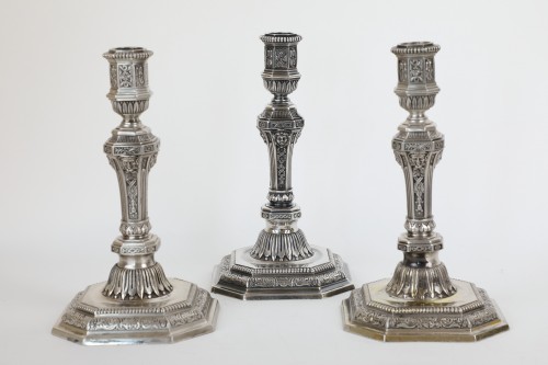 Pair of candlesticks and a Louis XIV style candelabra maison Christofle - 