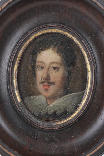 XVIIe siècle - Portrait miniature d'un jeune homme seconde moitié du 17e siècle