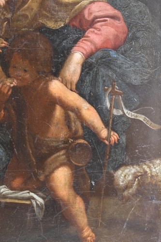 Tableaux et dessins Tableaux XVIIe siècle - La Vierge, l'Enfant Jésus et Saint Jean Baptiste - École italienne du 17e siècle
