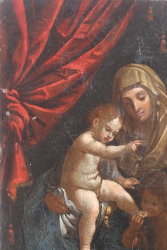  The Virgin, The Child Jesus And Saint John The Baptist - Oil Italian school of the 17th century - 