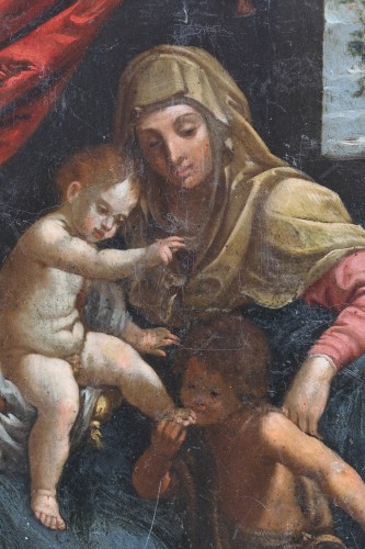La Vierge, l'Enfant Jésus et Saint Jean Baptiste - École italienne du 17e siècle - Louis XIII