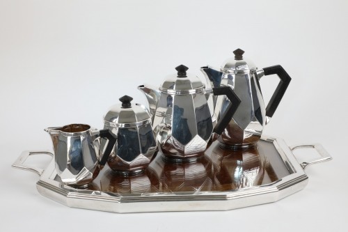 20th century - Ravinet D&#039;enfer - 5-piece silver tea and coffee service, Art Deco period