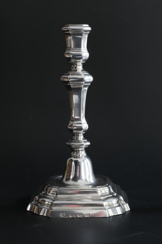 Pair of silver candlesticks, Belgium - Brugge 18th century - Antique Silver Style Louis XV