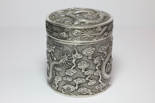 Chinese Export Silver Box - Antique Silver Style 