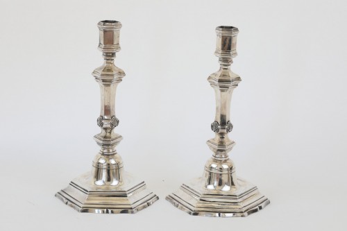 Pair of candlesticks 1744 - 50 made by P. Maude in Béziers - France - Louis XV