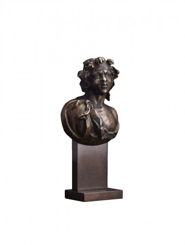Bronze d'applique figurant le buste d’un jeune faune; époque Romaine