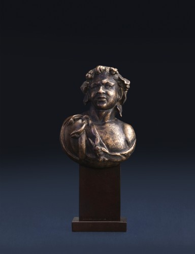 Archéologie  - Bronze d'applique figurant le buste d’un jeune faune; époque Romaine